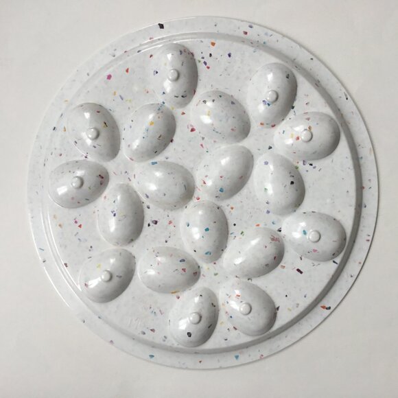 Zak! Designs Confetti Melamine Plastic White Deviled Egg Round Circle Plate Tray - Picture 2 of 5